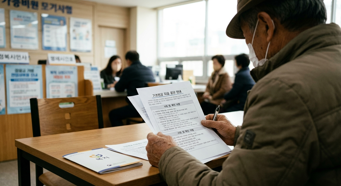 기초연금 지급이 갑자기 멈추는 사유는 무엇인가요?