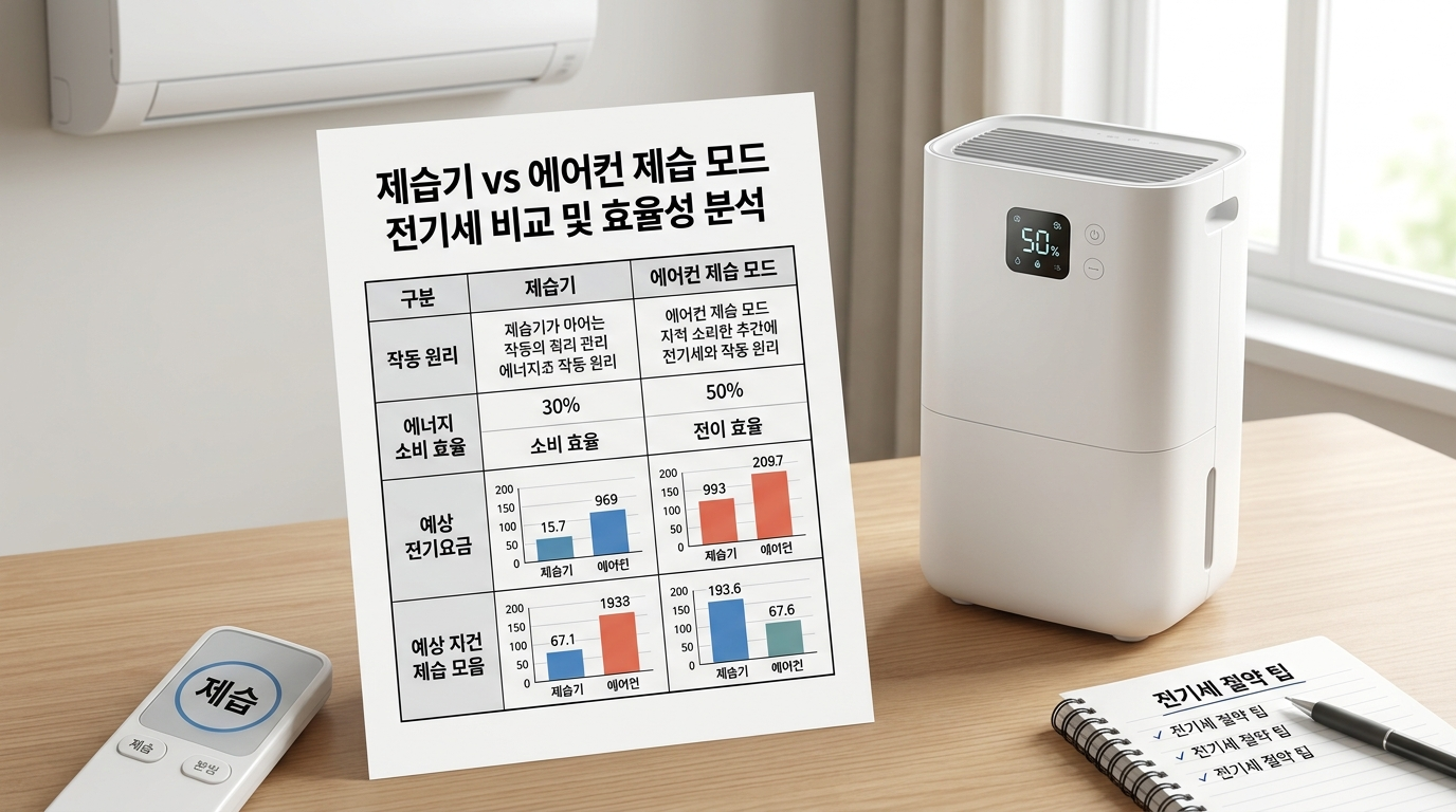 제습기 vs 에어컨 제습 모드 전기세 비교