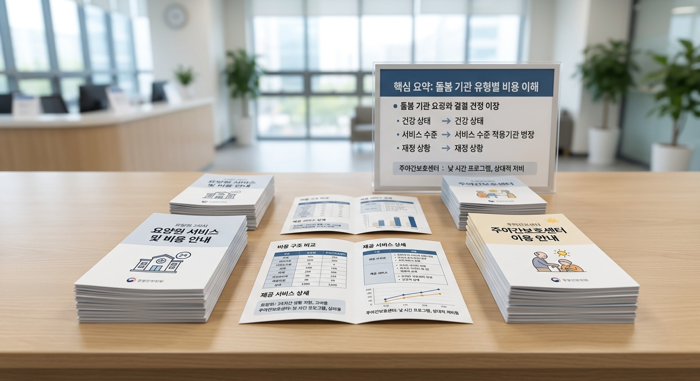 핵심 요약: 돌봄 기관 유형별 비용 이해