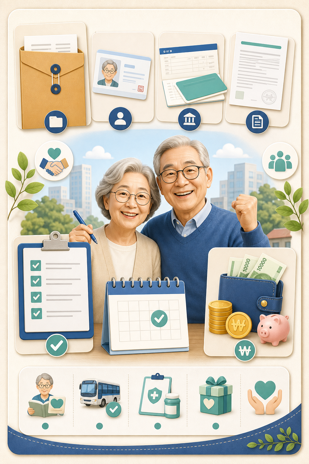 노인 일자리 사업 준비 서류와 혜택을 정리한 안내 이미지