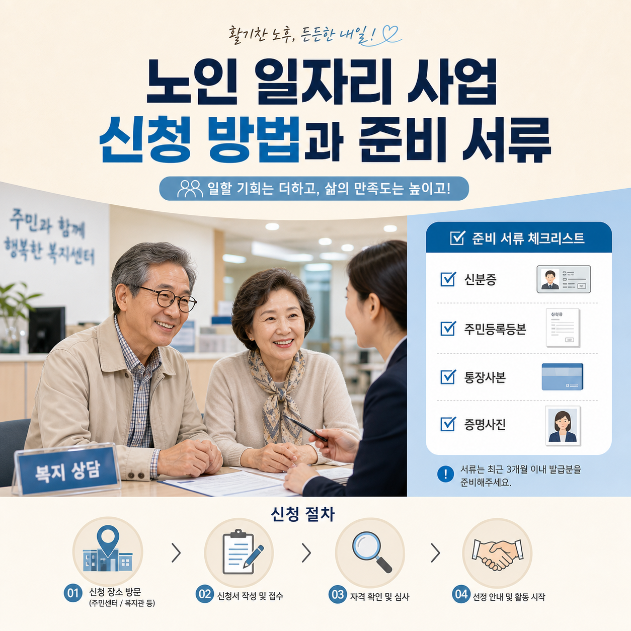 노인 일자리 사업 신청 준비 서류 안내 이미지