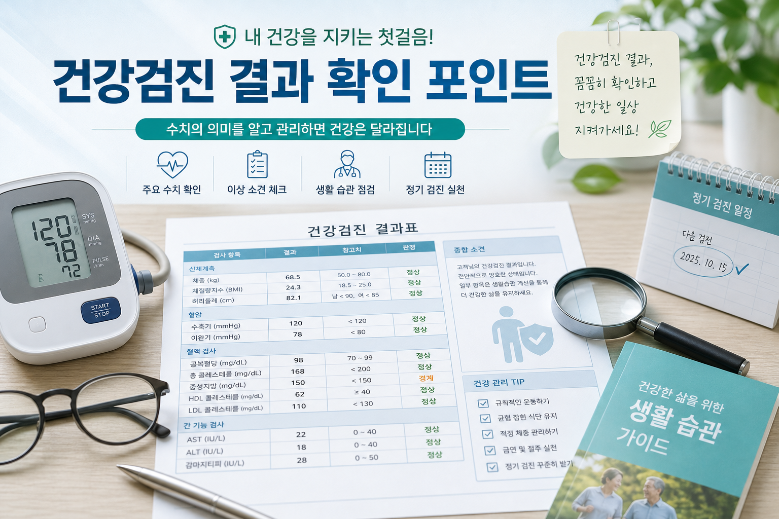 고령층 건강검진 결과 확인 포인트 인포그래픽