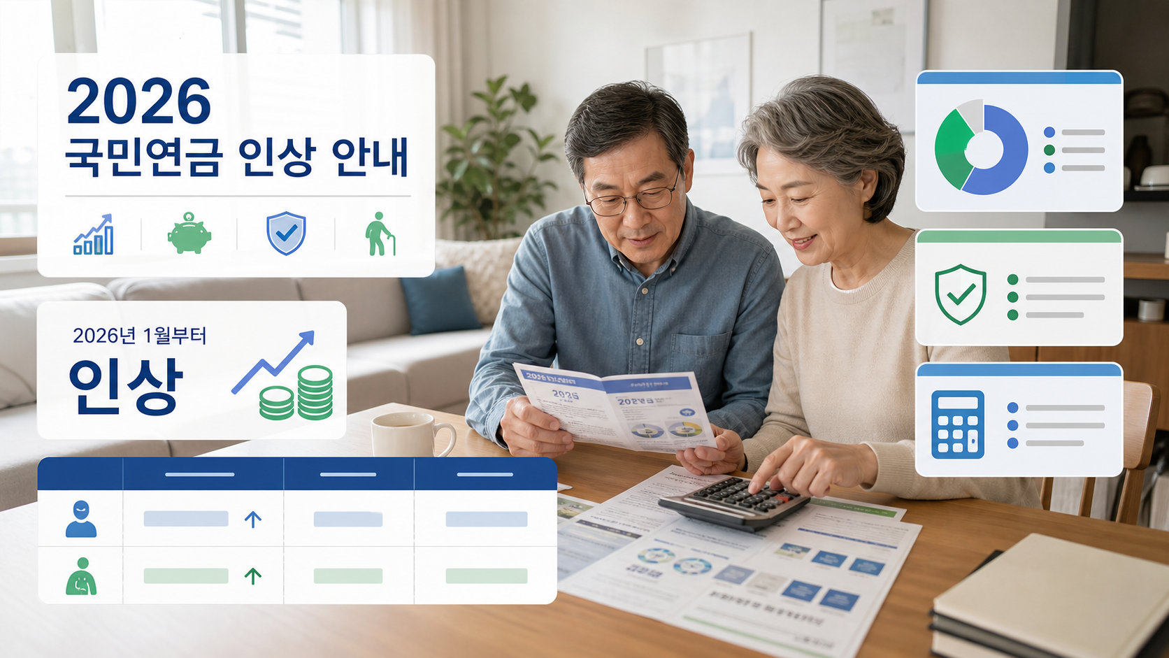 국민연금 인상 내용을 확인하는 시니어 부부