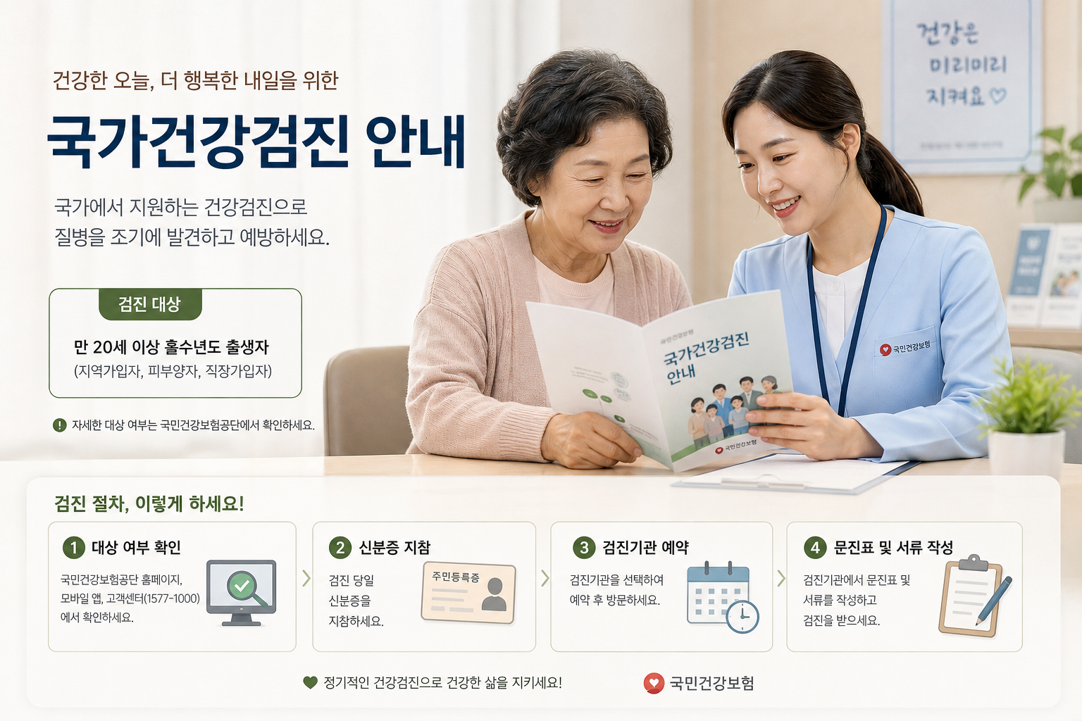 건강검진 대상자 확인과 준비 서류 안내 이미지