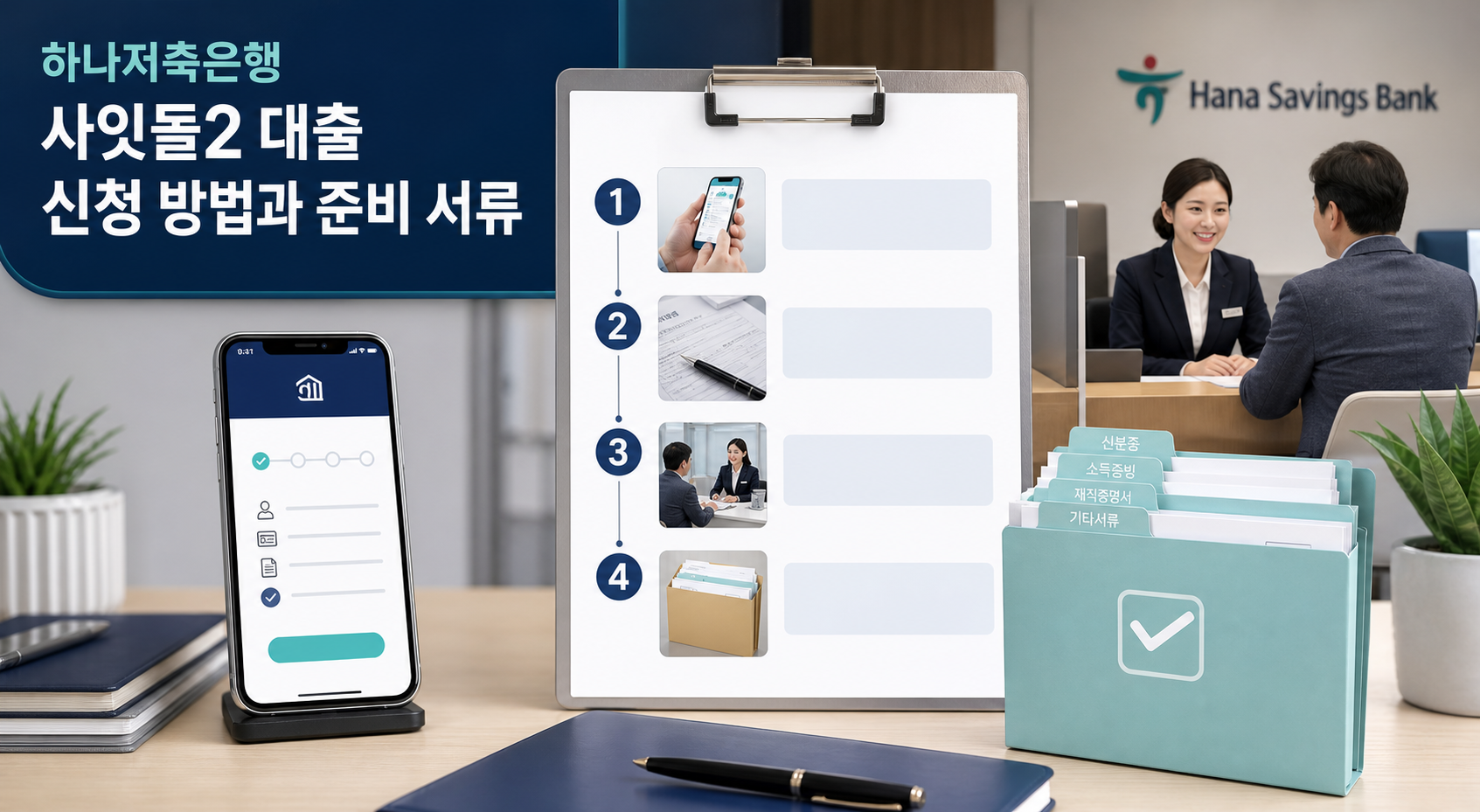 사잇돌2 대출 신청 단계와 준비 서류 안내 이미지