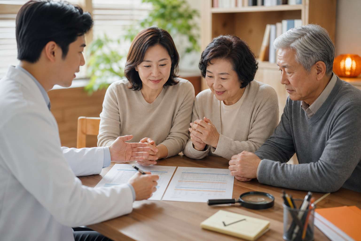 건강검진 결과 비교 체크리스트를 보는 모습