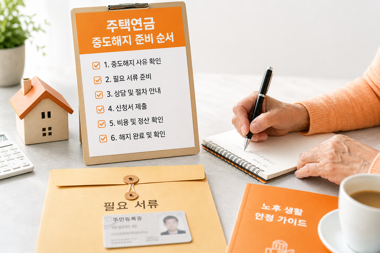주택연금 중도해지 준비 서류와 체크리스트를 정리하는 손