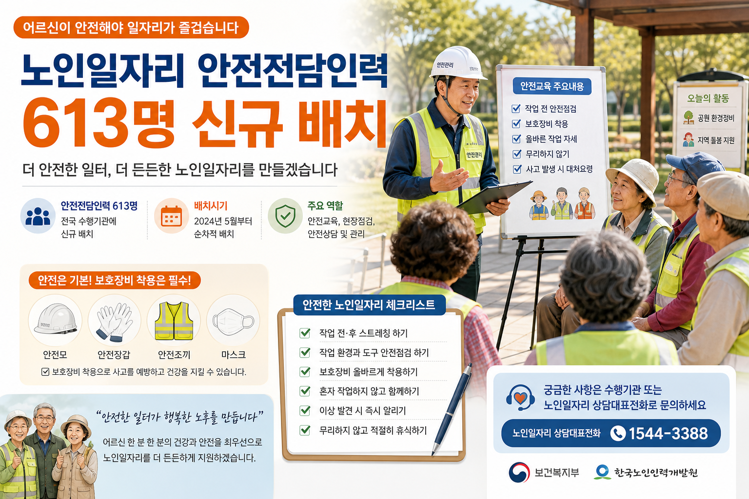 노인일자리 안전교육과 현장 점검 안내 이미지
